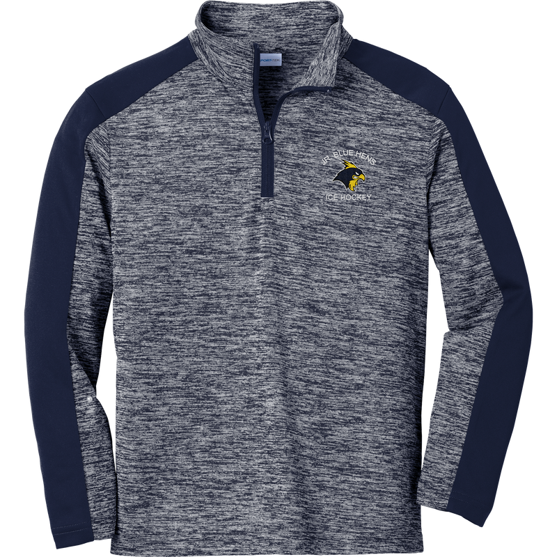 Delaware Jr. Blue Hens Youth PosiCharge Electric Heather Colorblock 1/4-Zip Pullover