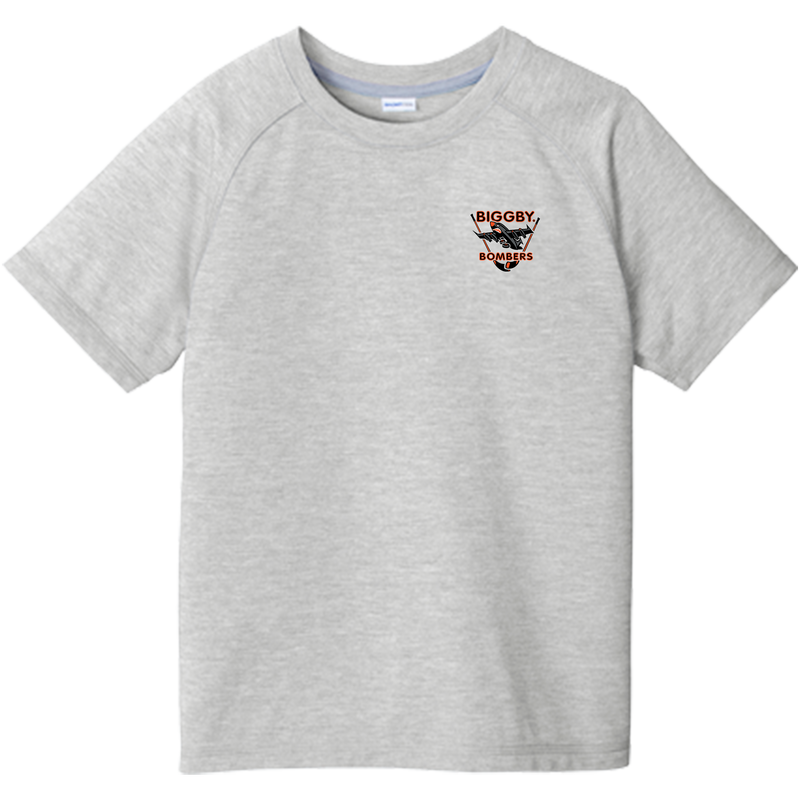 Biggby Bombers Youth PosiCharge Tri-Blend Wicking Raglan Tee